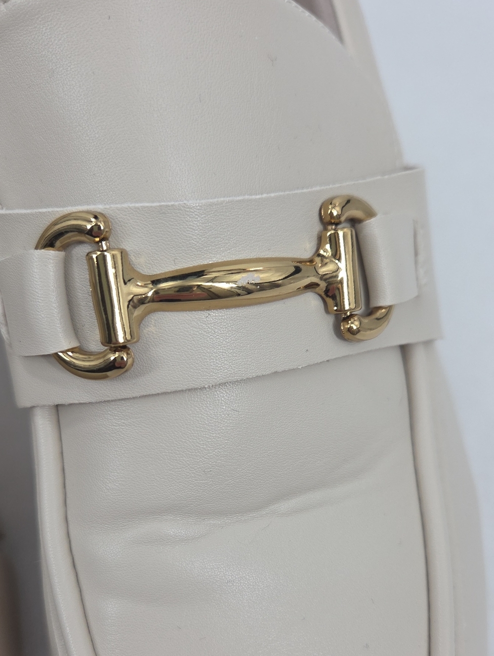 Beige Chunky Loafer with Gold Bit Accent - Picture 10 of 16